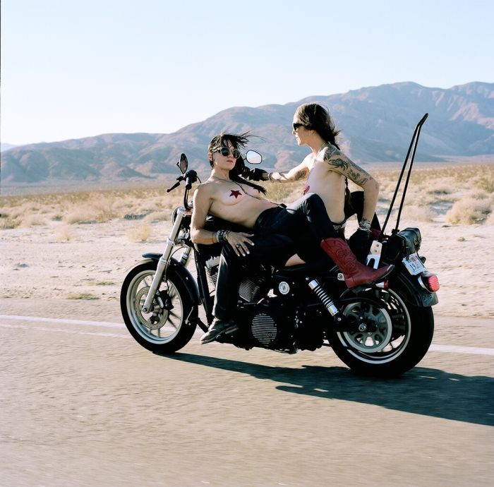 Girls on a motorcycle in Nassau